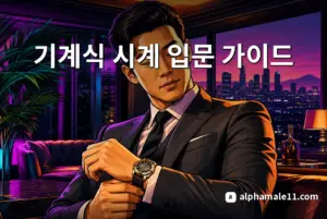 기계식 시계를 착용한 정장 차림의 남성