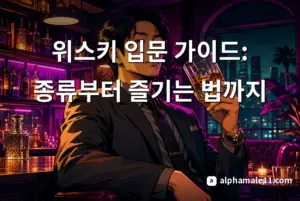 바에서 위스키 잔을 든 남성