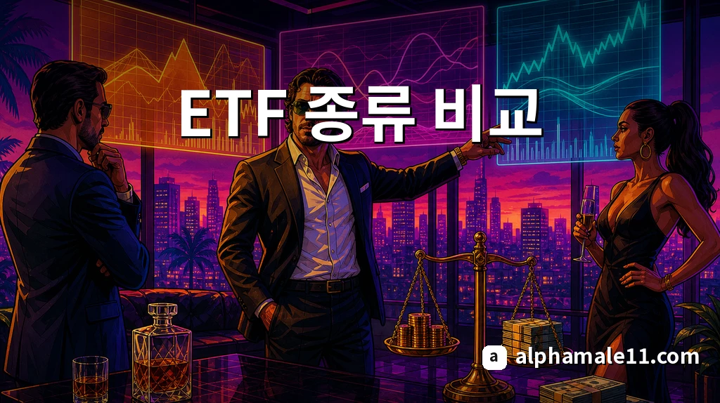주요 ETF 유형을 비교하는 ETF 투자 일러스트