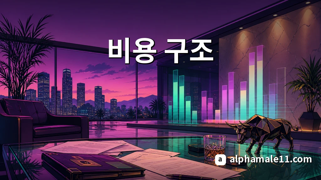 비용 구조 그래프와 계약서가 놓인 금융 라운지