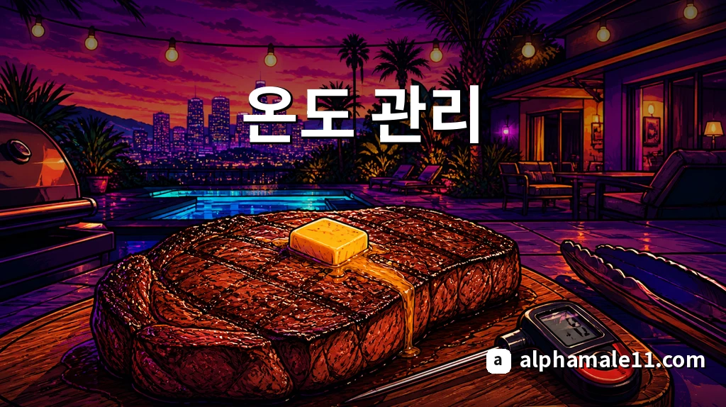 온도 관리 — 휴식 중인 스테이크와 온도계