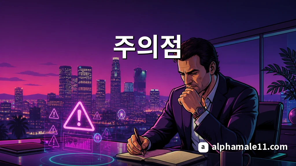 리스크 경고 사인과 차분한 투자 노트 장면